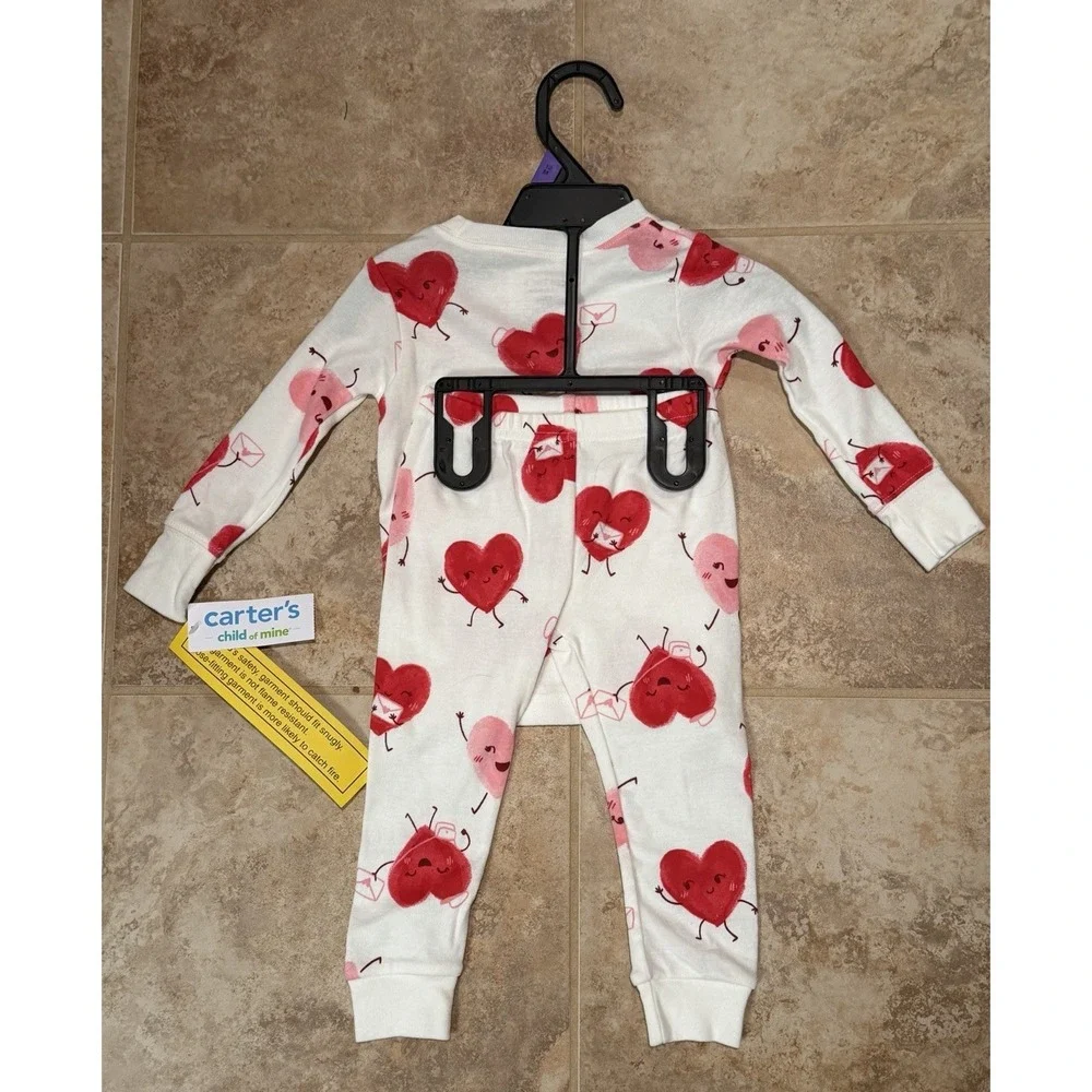Carter's Child of Mine Baby Size 12 Months Valentine's Pajama 2-Piece Set NWT